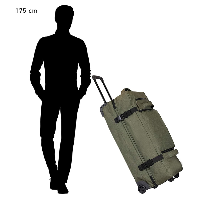 Outdoor Tasche mit 2 Rollen Trolley Koffer Rollgepäck Reisetasche Grün Oliv