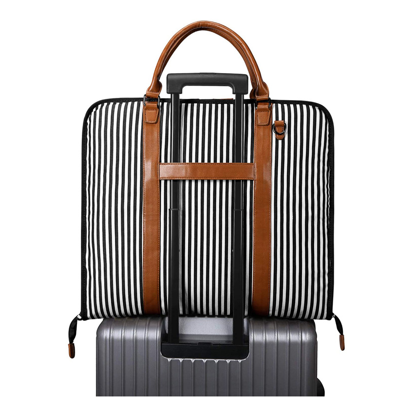 Vintage Fashion Portable Striped Suit Bag Weekend Travel Largegarden Bag