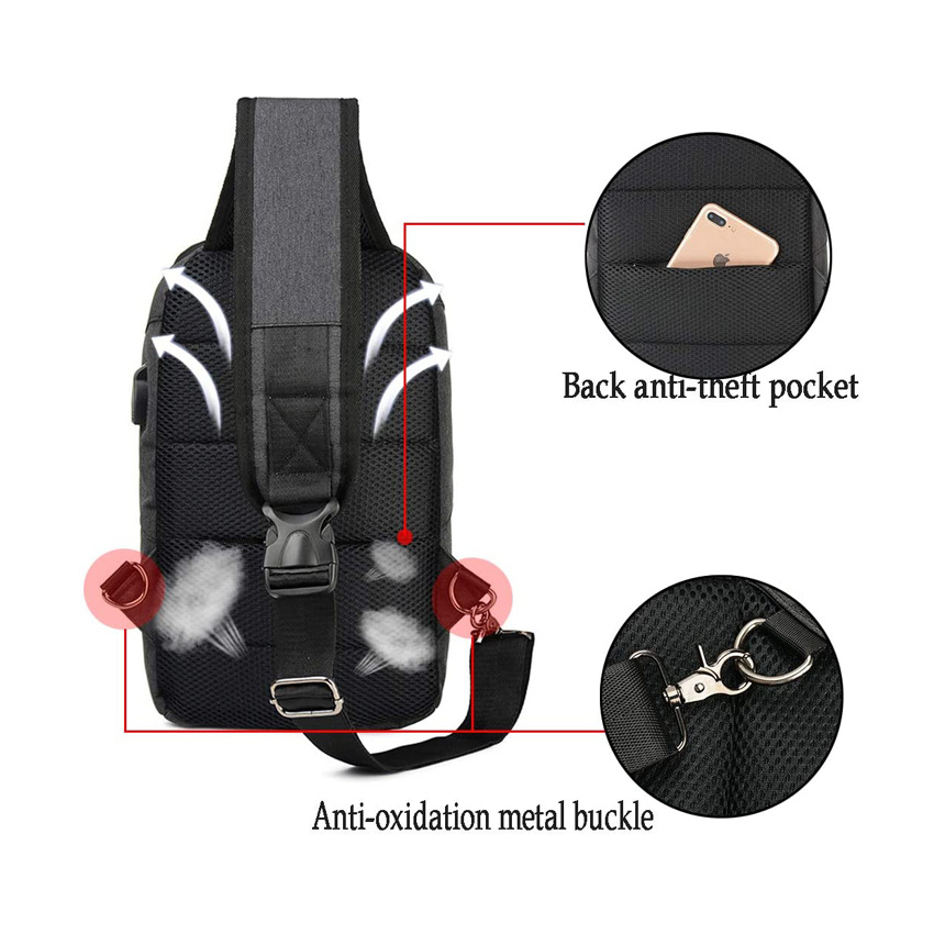 Sling Rucksack Crossbody Schulter Brusttasche mit USB-Ladefunktion Reiserucksack Sling Bag