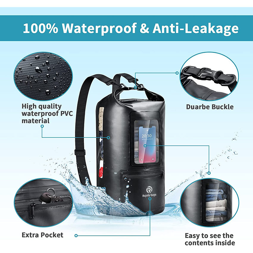 Dry Bag Rucksack 20L Dry Sack Wasserdichte Tasche mit Flaschenhalter Leichte Trockenaufbewahrungstasche