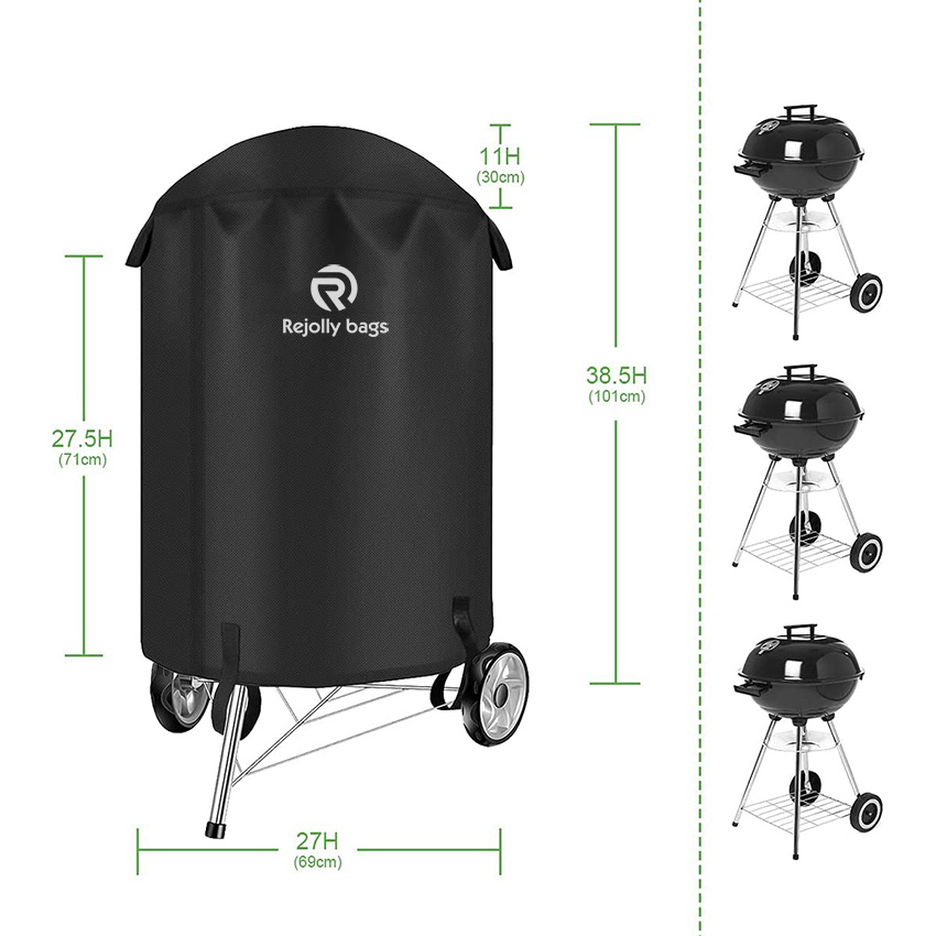 Runde Grillabdeckung aus strapazierfähigem, wasserdichtem und staubdichtem Oxford-Gewebe mit Griff und Klettverschluss-Grillabdeckung