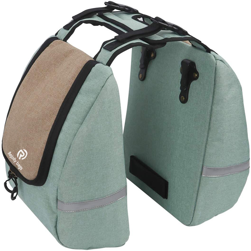 Nylon-Fahrradtasche, isolierte Lunchtasche, Kühlbox, 2 Fächer