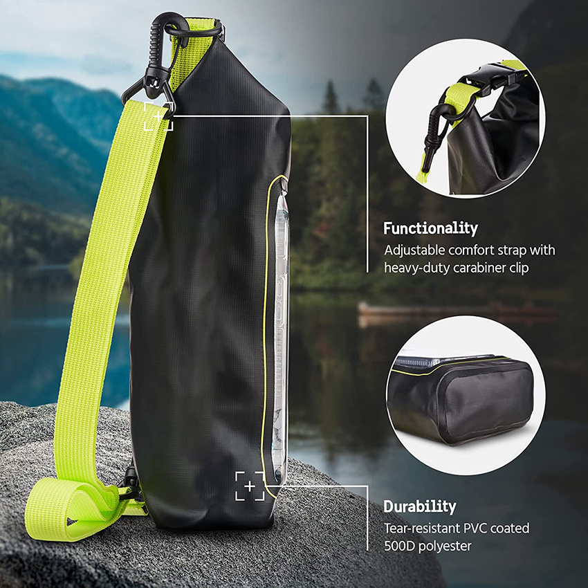 Leichte, wasserdichte, trockene Handytasche mit Rollverschluss für Camping, Reisen, Schwimmen, Kajakfahren, Strand