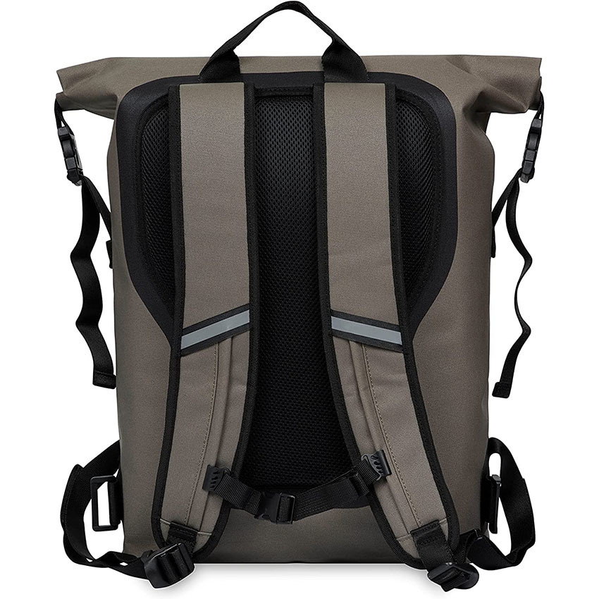 Wasserdichter Laptop-Rolltop-Rucksack, wasserabweisender Reiserucksack, lässiger Tagesrucksack für draußen, braune Tasche