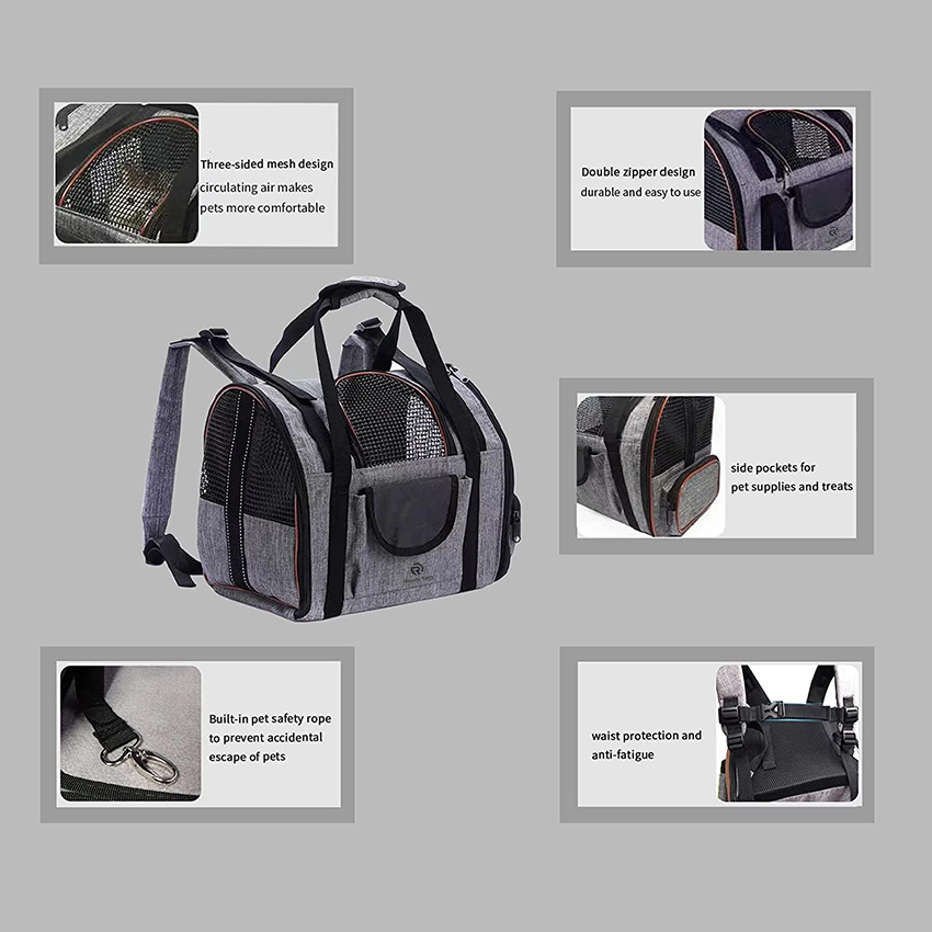 Haustier-Reiseträger-Rucksack, weicher Mesh-Haustier-Blasen-Rucksack, zusammenklappbare Reise-Handtasche, Haustier-Tasche, RJ20694