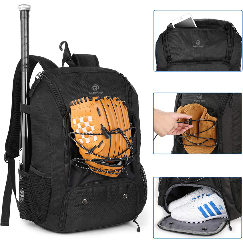 Softballschlägertasche mit Schuhfach für Jugendliche, Jungen und Erwachsene, leichte Baseballtasche mit Zaunhaken für TBallschläger, Schlagbaseballtaschen RJ19649