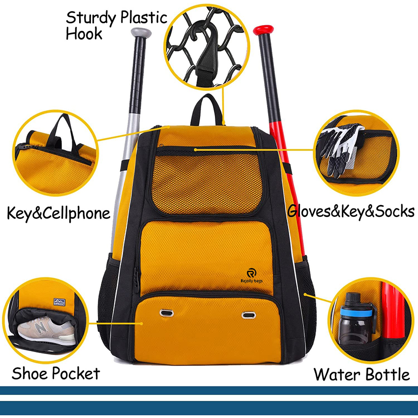 T-Ball- und Softball-Schlägertasche mit Schuhfach für Jugendliche, Jungen, Mädchen und Erwachsene, leichte Baseballtasche mit Zaunhaken für Schläger-Baseballtaschen RJ19673