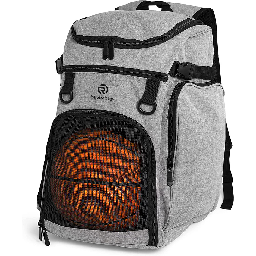 Großer grauer Sportrucksack für Erwachsene für Männer und Frauen mit Ballfach für Basketball, Volleyball, Fußballtasche RJ19688