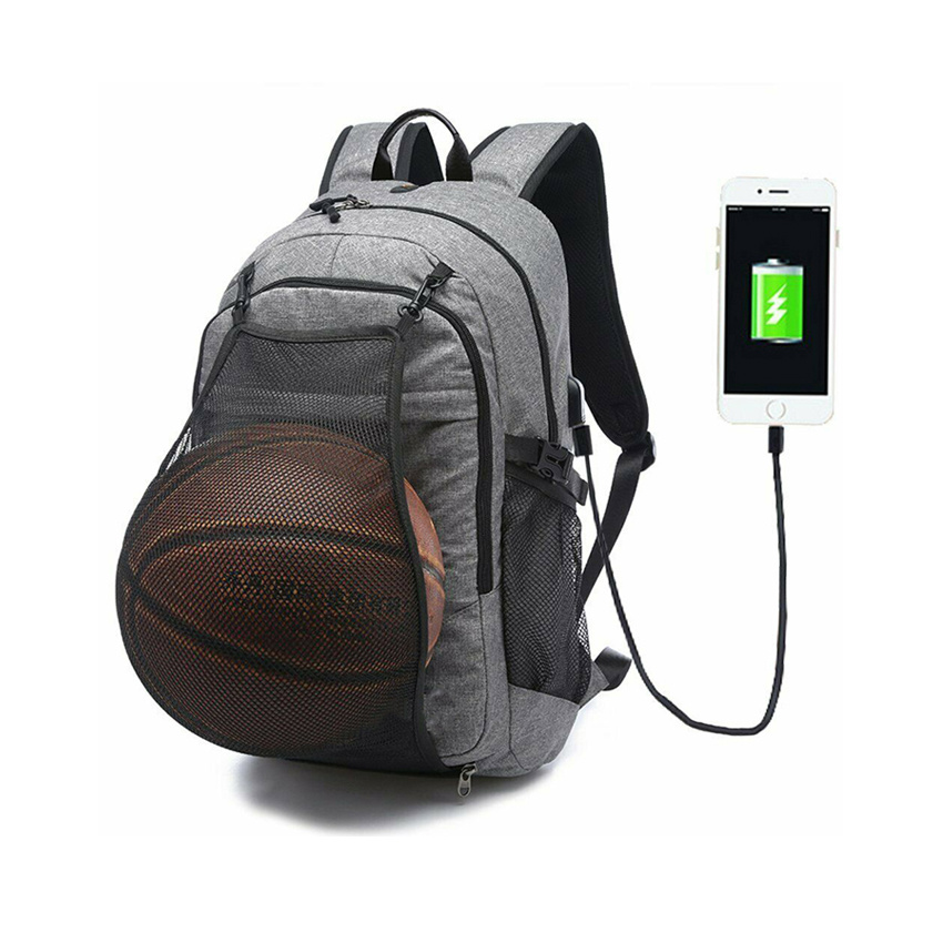 Basketball-Rucksack mit USB-Aufladung, Schultasche, leichter Tagesrucksack für Reisen, Wandern, Radfahren