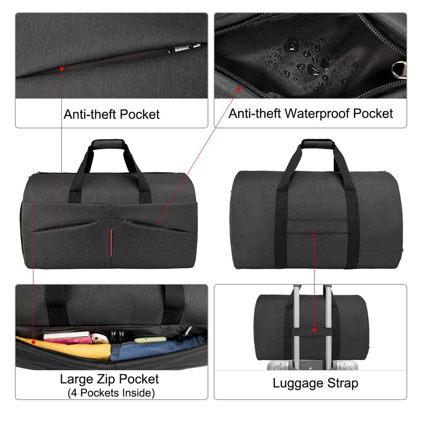 Große Kleidertasche zum Aufhängen, wandelbarer Anzug, Reisetasche, Weekender Duffle Bag