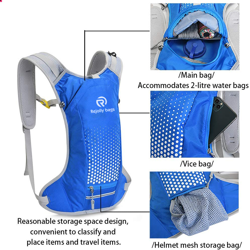 6L wasserdichter atmungsaktiver Fahrradrucksack mit Helm-Organizer-Tasche, Trinkrucksack für Radfahren, Reiten, Laufen, Trinkrucksack