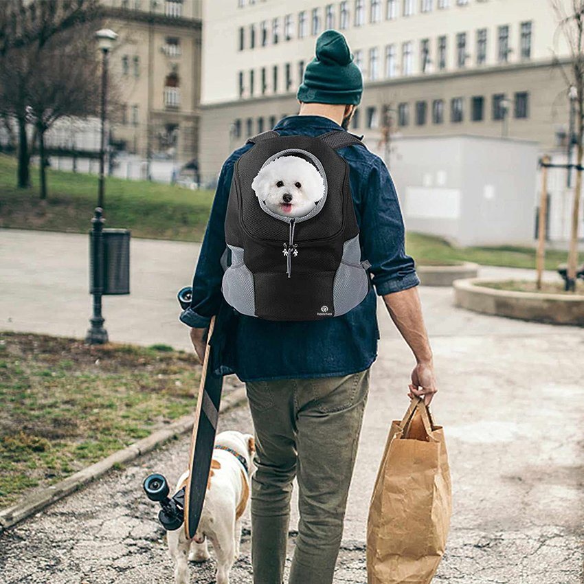 Hunderucksack-Tasche vorne für kleine Welpen mit atmungsaktivem Head-out-Design und gepolsterter Schulter für Wanderungen im Freien