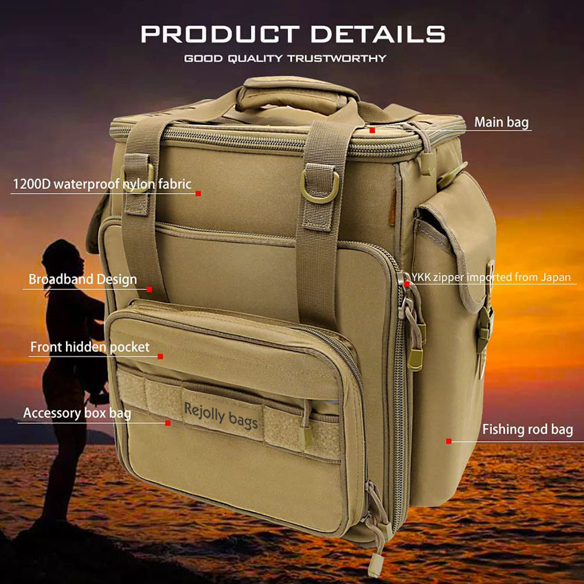 Große wasserdichte salzwasserbeständige Angeltasche mit 5 Tackle Boxes Outdoor Multifunktionale Box Tackle Bag zum Angeln Camping Angeln Fischtasche