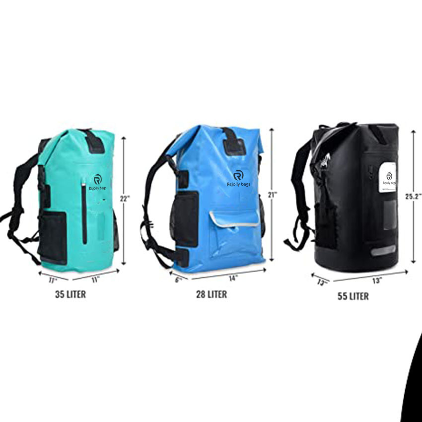 Wasserdichter Rolltop-Rucksack mit Frontreißverschluss, Seitentaschen zum Paddeln, Kajakfahren, Camping, Radfahren, Angeltasche