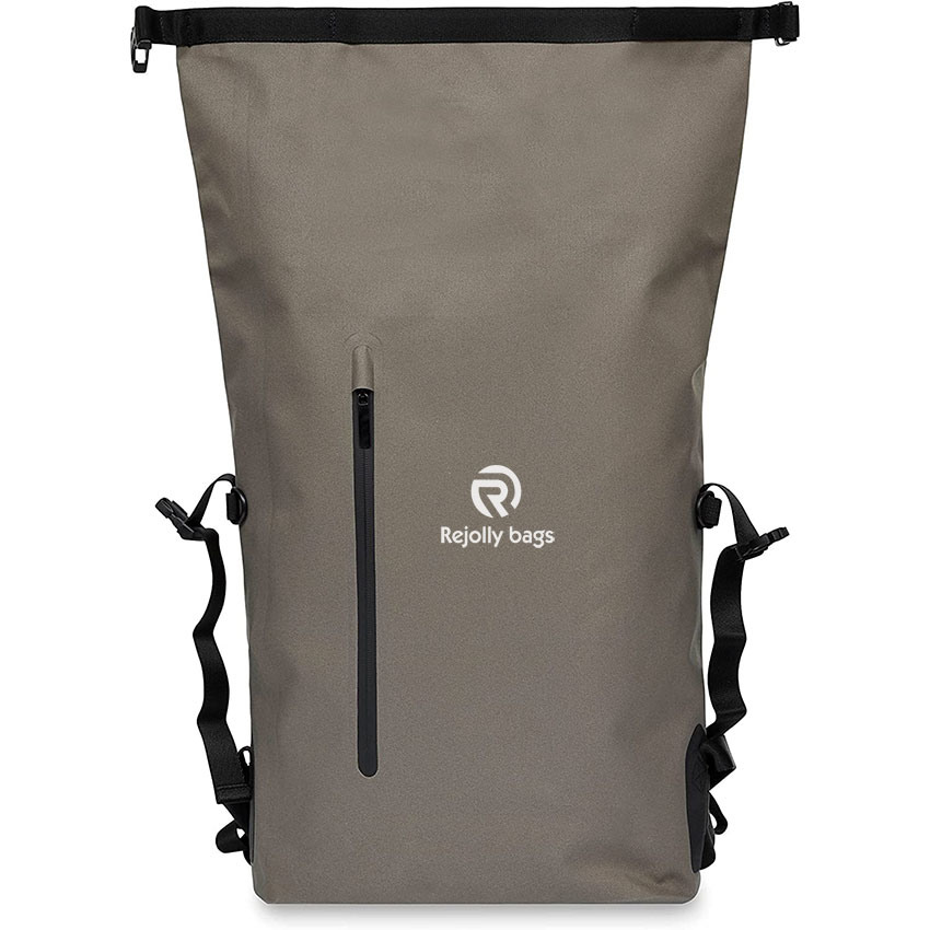 Wasserdichter Laptop-Rolltop-Rucksack, wasserabweisender Reiserucksack, lässiger Tagesrucksack für draußen, braune Tasche