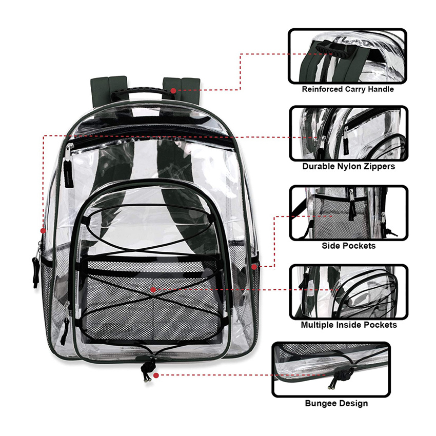 Klarer Rucksack Strapazierfähige transparente Tasche Bester Tagesrucksack Wasserdichter Rucksack PVC-Rucksack