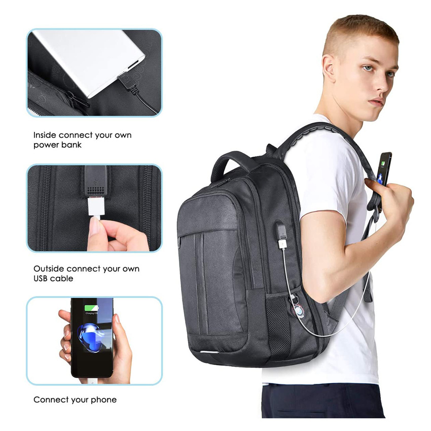 Reiserucksack für Laptop und Notebook mit USB-Ladeanschluss, wasserdichte Tasche