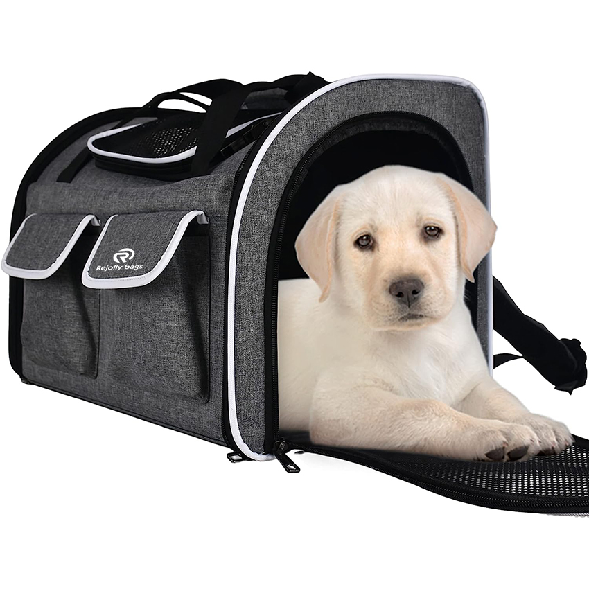 Haustiertransporter, von der Fluggesellschaft zugelassen, Hundetransporter, Katzentransporter für kleine, mittelgroße Hunde, mittelgroße und große Katzen, Hundetasche für Reisen, Hundetragetasche, Haustiertasche RJ20695