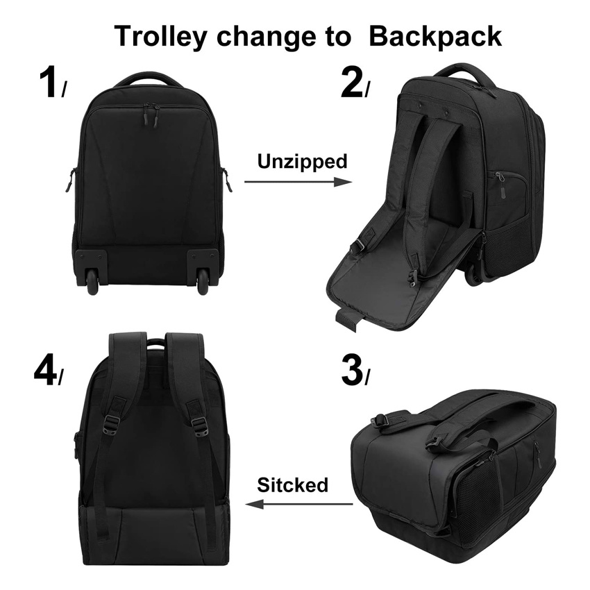 Rollender Rucksack Wasserdichter Rucksack mit Rädern Handgepäck Trolley Gepäck Koffer