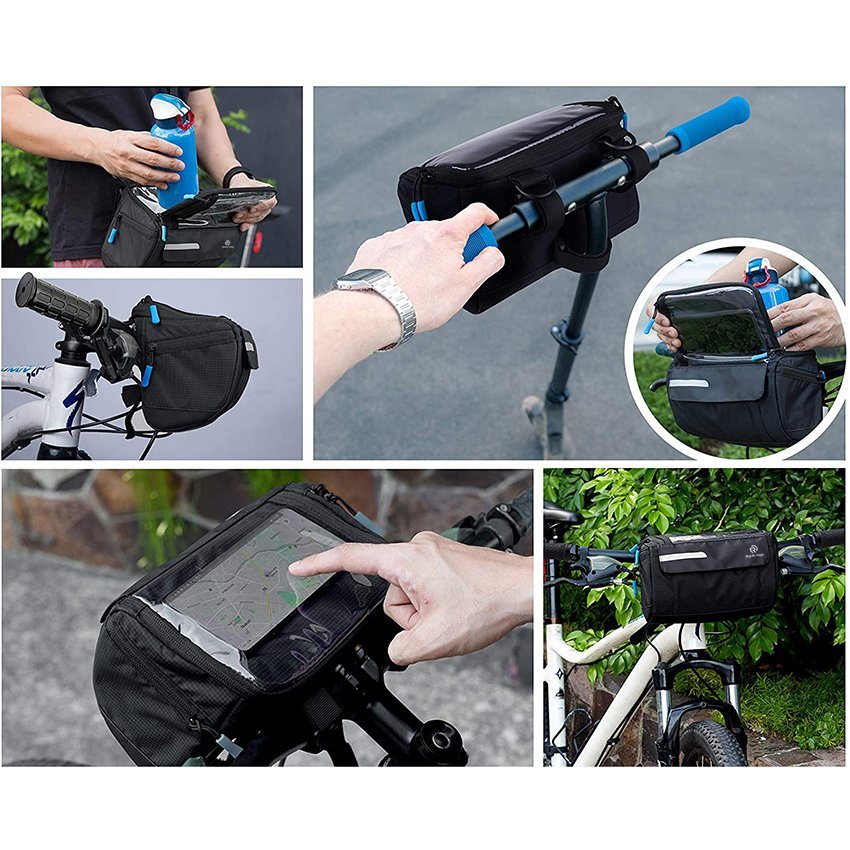 Fahrradlenkertasche Wasserdichte Touchscreen-Handyhalterung, 4-lagige Schutzlenkertaschen für Fahrräder, Tasche für Lenker, MTB, Rennrad, Mountainbike-Tasche