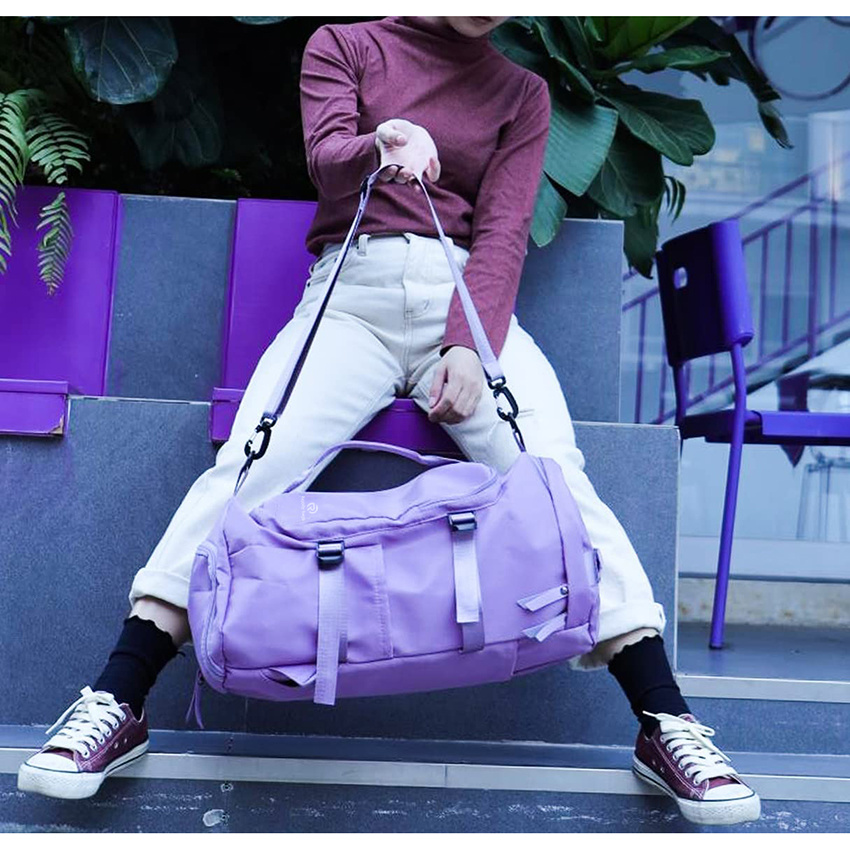 Lila Mehrzweck-Fitness-Umhängetasche mit Schuhfach Weekender und leichte tägliche Sport-Crossbody- und Reise-Duffel-Taschen