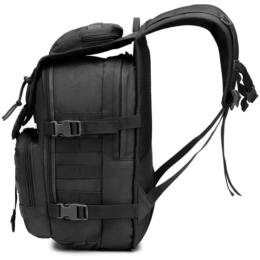 Militärischer Rucksack im Militärstil, Molle, 35 l, Wanderrucksack, Laptop-Rucksack, Überlebenstasche, mit 2 Klettverschlüssen und 2 Karabinern