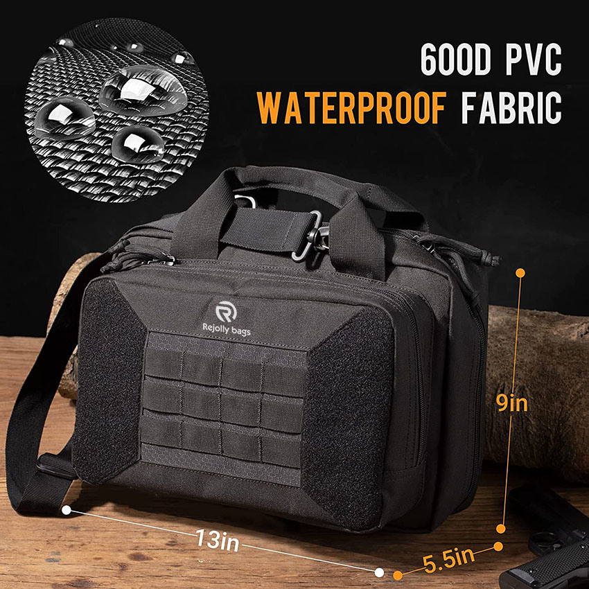 Military Style Tactical Gun Range Bag Double Scoped Handgun Firearm Case Pistolentasche für die Outdoor-Jagd Abschließbares Fach mit verstellbarem Schultergurt Tasche