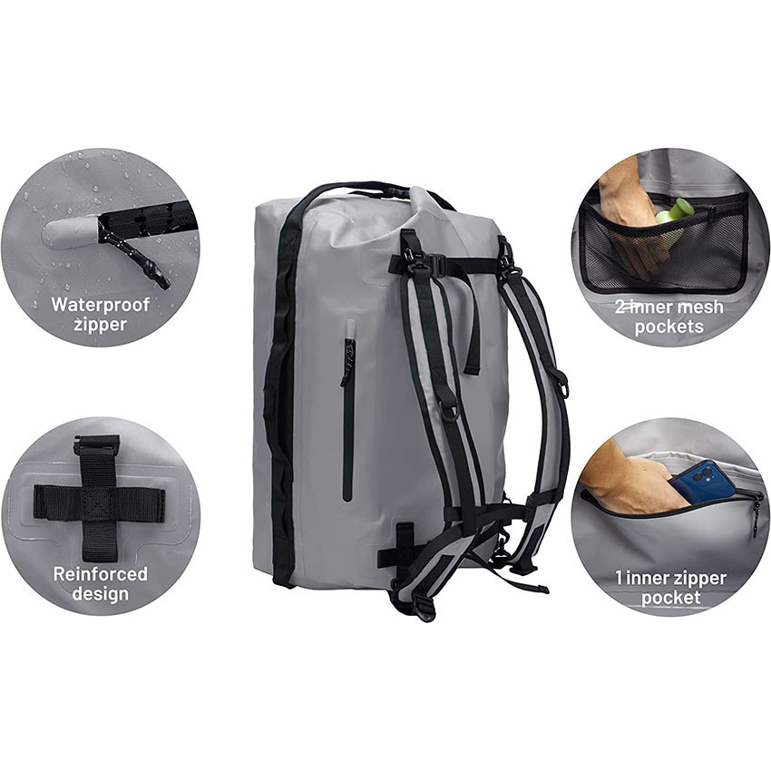 Große wasserdichte Reisetasche Rolltop Dry Backpack Seesäcke für Kajakfahren, Rafting, Bootfahren, Schwimmen, Camping, Reisen, Fitnessstudio, Strand, 60 l/80 l Tasche