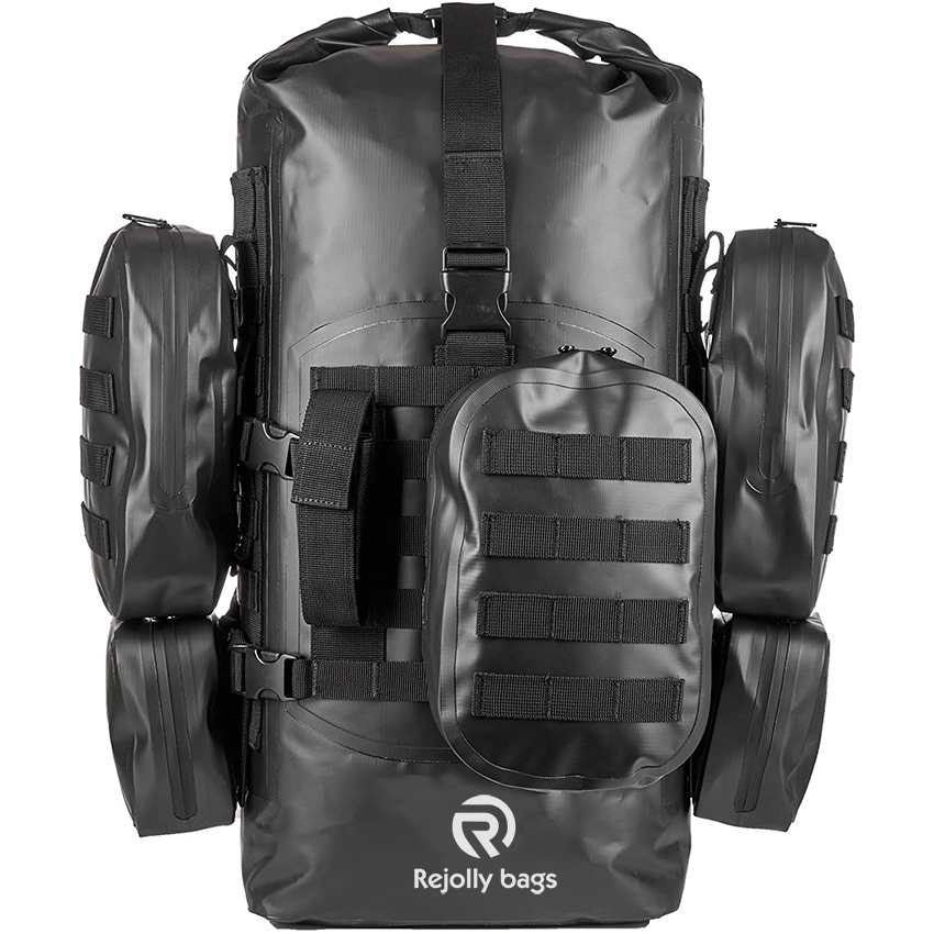 Wasserdichter Survival-Rucksack – Go-Bag mit Rolltop, perfekt für Bootfahren, Camping, Jagen, Kajakfahren – schwarz gepolsterter, verstellbarer Riemensystem-Trockenrucksack