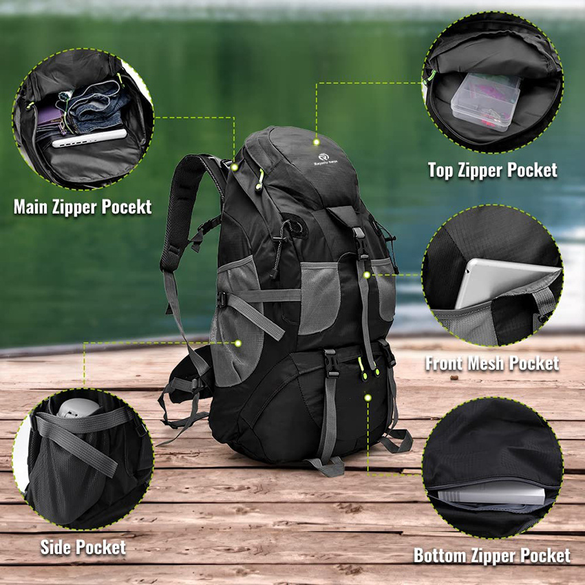 Bergsteigertasche mit großer Kapazität, wasserdicht, leicht, Wander-Tagesrucksack, Outdoor-Sport, Reiserucksack mit verstellbaren Trägern für Reise-Wandertasche