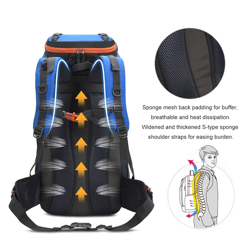 60L Wanderrucksack Herren Damen Camping Tagesrucksack Wasserdicht Bergsteigen Klettertasche mit Regenschutz