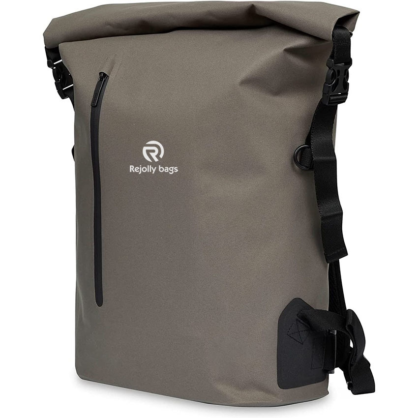 Wasserdichter Laptop-Rolltop-Rucksack, wasserabweisender Reiserucksack, lässiger Tagesrucksack für draußen, braune Tasche