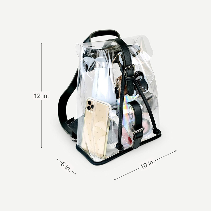 Transparenter Mini-Rucksack Kleine, vom Stadion zugelassene Tasche Daypacks für Damen Packbarer Reise-Tagesrucksack