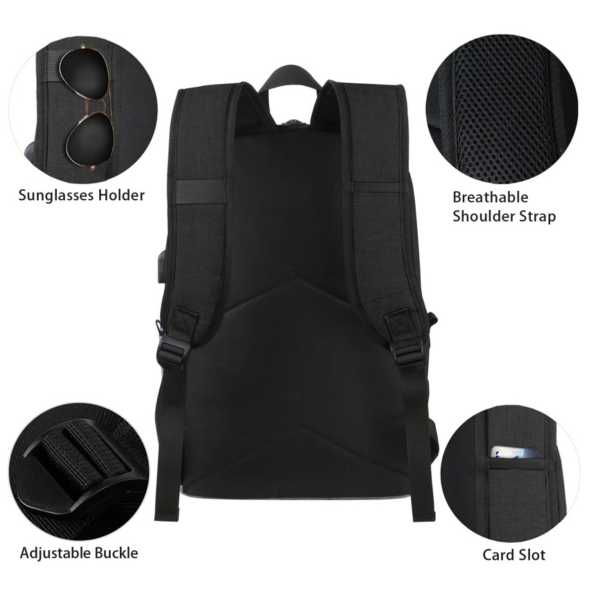 Schulrucksack Reiserucksack Lässiger Tagesrucksack Laptoprucksack mit USB-Ladeanschluss