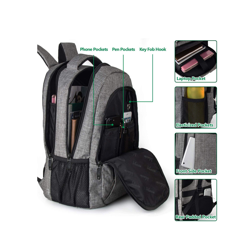 Laptop-Rucksack für Reisen, Wandern, Business Anti-Diebstahl Schlanker, langlebiger Laptop-Rucksack mit USB-Ladeanschluss Wasser