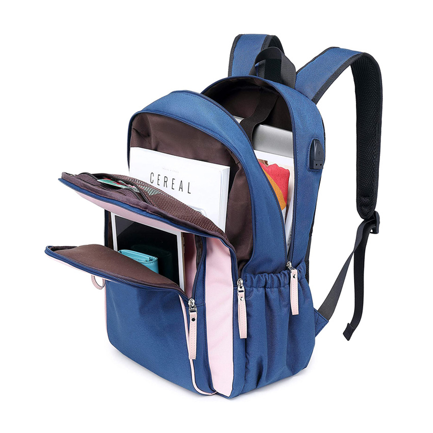 Reiserucksack Lässiger Tagesrucksack Laptoprucksack für Frauen College-Rucksack mit USB-Ladeanschluss