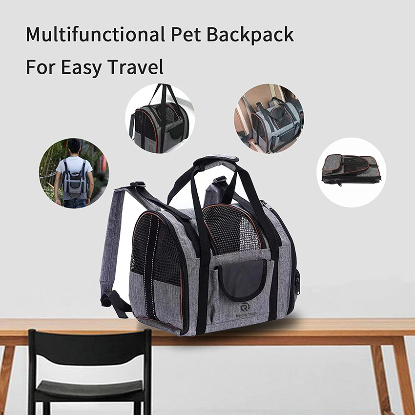 Haustier-Reiseträger-Rucksack, weicher Mesh-Haustier-Blasen-Rucksack, zusammenklappbare Reise-Handtasche, Haustier-Tasche, RJ20694