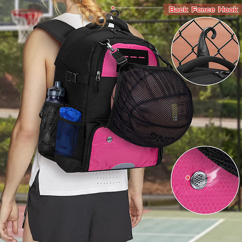 Rucksack für Basketballausrüstung mit externem Ballnetz und Schuhfach für Fußball-, Basketball- und Volleyball-Trainingsballtasche RJ196109