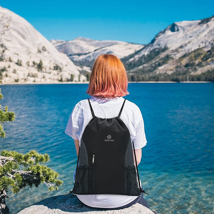 Kordelzug-Rucksack Sport-Gymnastik-Sackpack mit Netztaschen Wasserabweisende String-Tasche für Frauen Männer Kinder Balltasche RJ196122