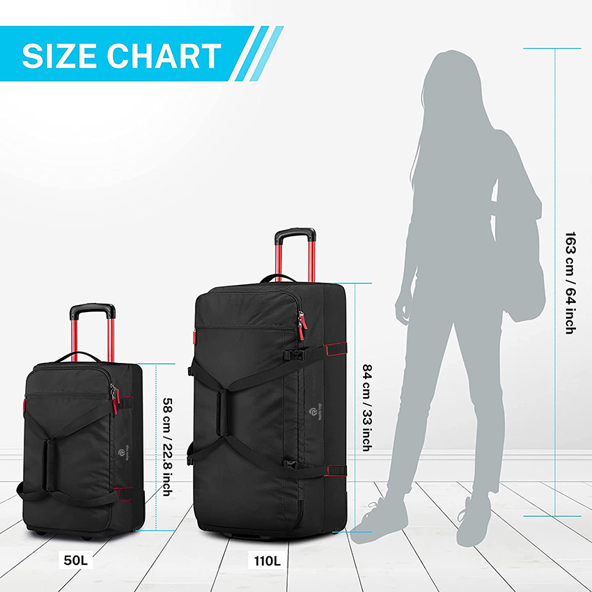 Rolling Duffle Bag with Wheels 50L Travel Carry on Wheeled Duffle Bag with Rollers Bags