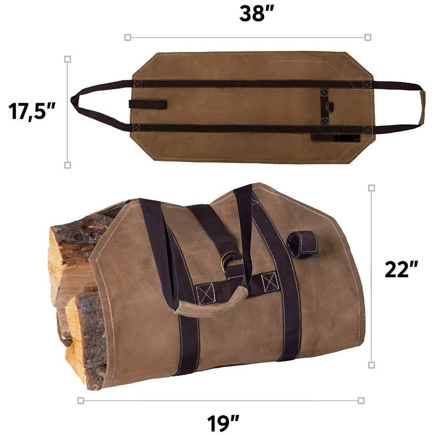 Gewachster Segeltuch-Holzträger Brennholzhalter Elegante Holztaschen-Tragetasche