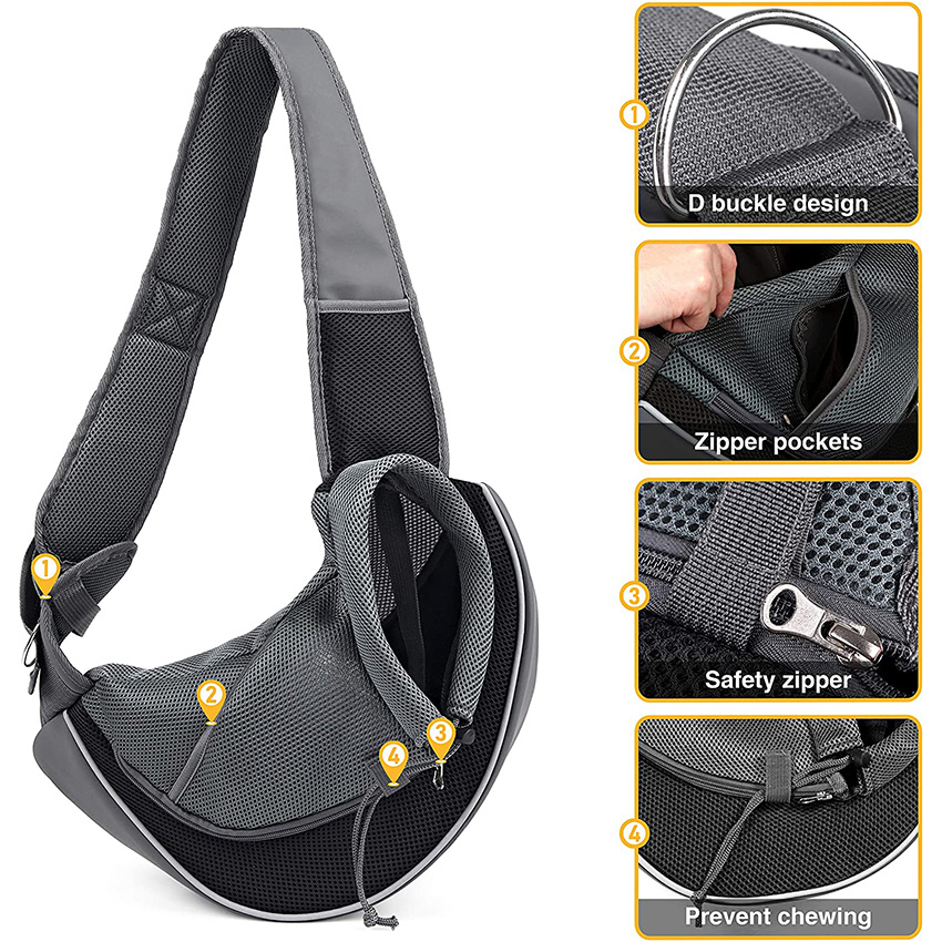 Pet Dog Sling Carrier Puppy Sling BagAdjustable Strap Mesh Hand Free Satchel Bag für Outdoor-Reisen