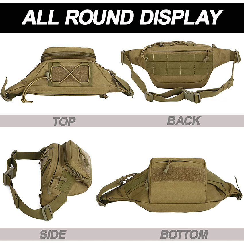 Tactical Fanny Pack im Militärstil, Hüfttasche, Gürteltasche, Utility-Taschen für Outdoor-Wandern, Klettern, Angeln mit US-Patch-Tasche