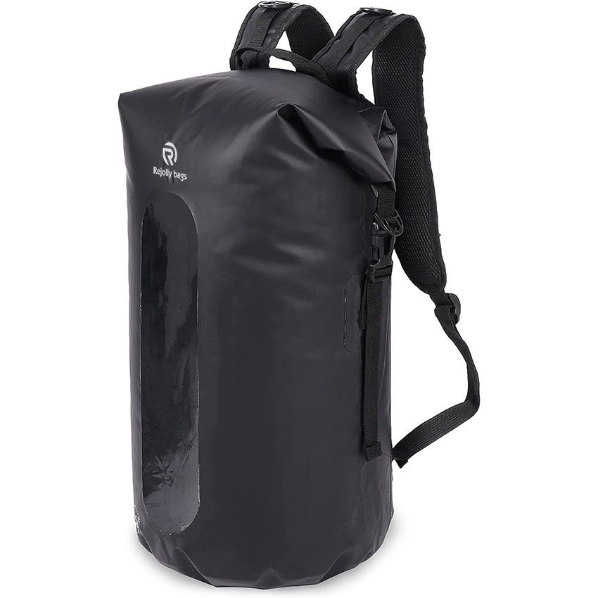 35L Wasserdichter Rucksack, Leichter Dry Bag Rucksack zum Wandern, Kajakfahren, Bootfahren, Angeln Schwarz/Blaue Tasche