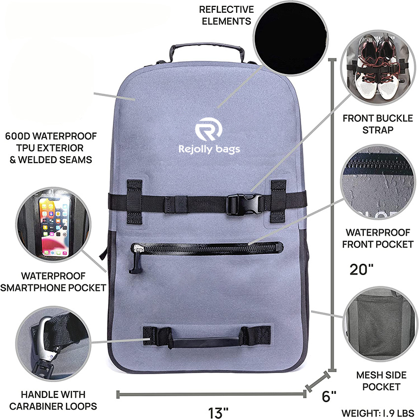 Breakwater Supply Wasserdichter Dry Bag Rucksack Laptop- und Handytaschen für Reisen, Arbeit, Outdoor, Angeln, Bootfahren, Wandern, Explorer, 25 l, Unisex, schwimmend, ohne Rolltop