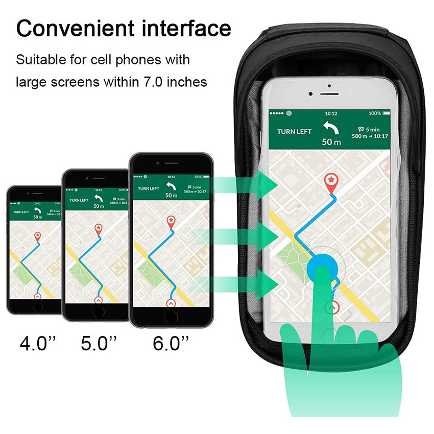 Wasserdichte Fahrrad-Handyhülle mit TPU-Touchscreen für Smartphones unter Fahrradrahmentasche