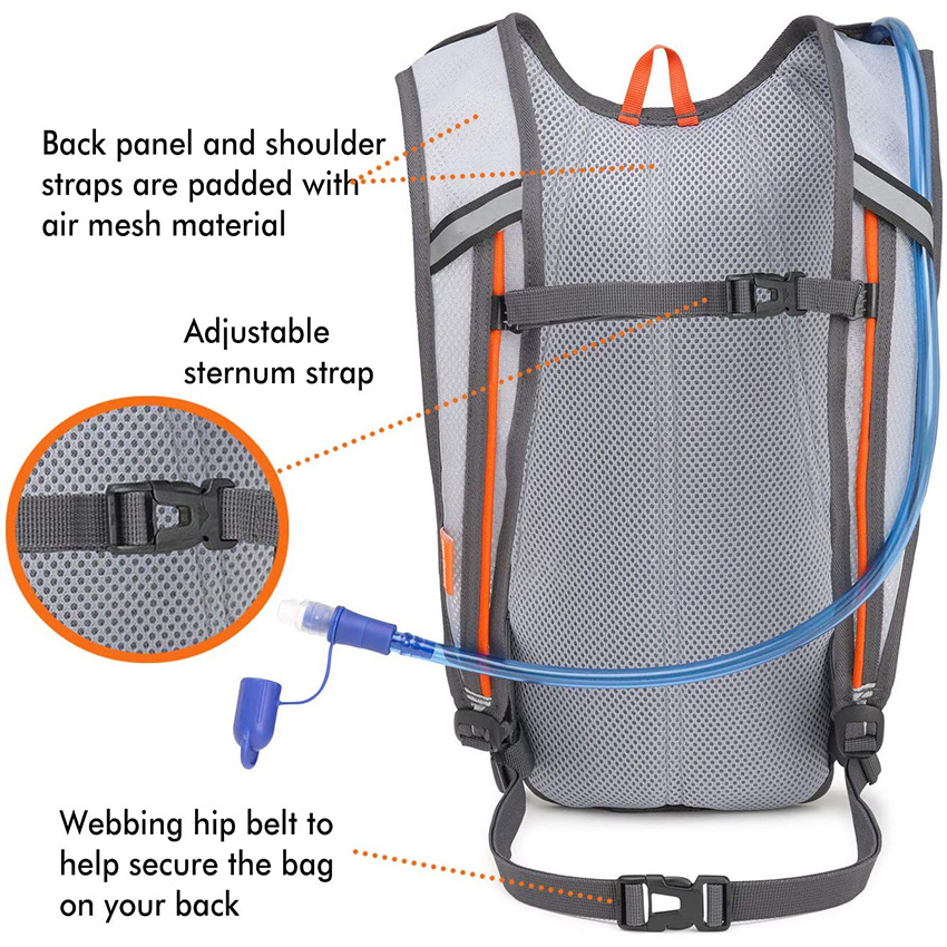 Leichter Laufrucksack, Radfahren, Wandern, für Männer, Frauen und Kinder, Mercury/Redline, 4-Liter-Trinkrucksack