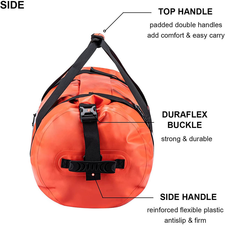 Wasserdichter Seesack 60L für Kajakfahren Bootfahren Schwimmen Rafting Kanufahren Wassersport Wandern Camping Motorradtasche