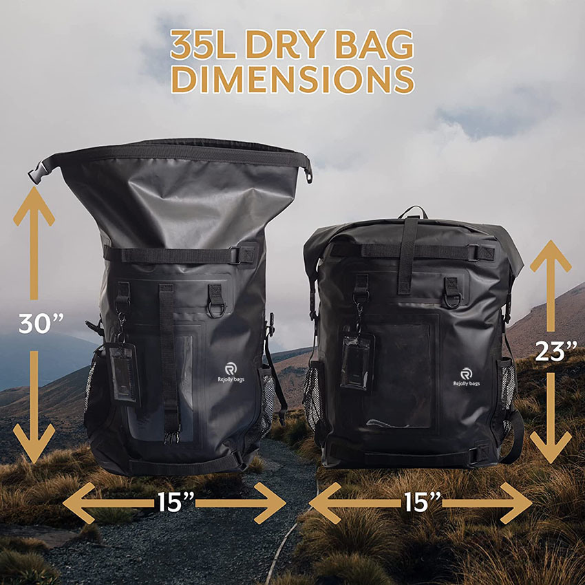 35L Wasserdichter Dry Bag Rucksack – Kajak, Angeln, Bootszubehör – Surf/Skate/Angeln inspirierte Outdoor-Ausrüstungstasche