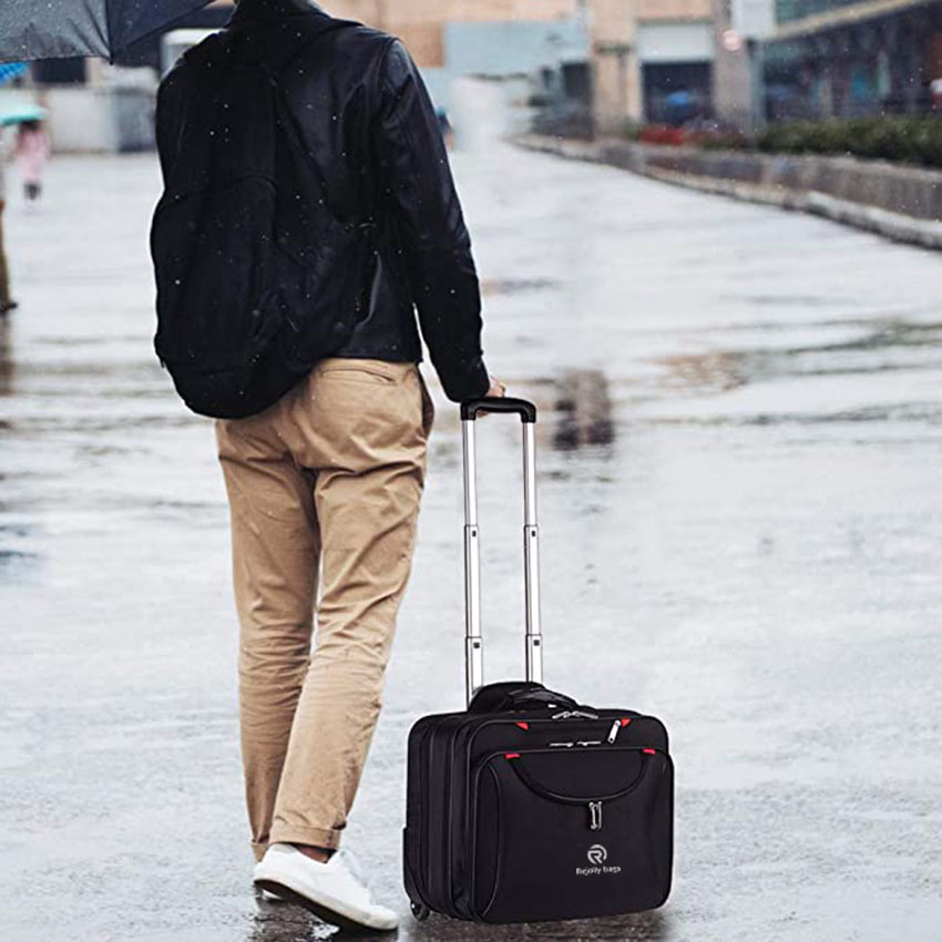 Air Traveller Rollende Aktentasche mit Rädern Spinner Mobiles Büro Handgepäck für 14,1 Zoll 15,6 Zoll Business Roller Bag